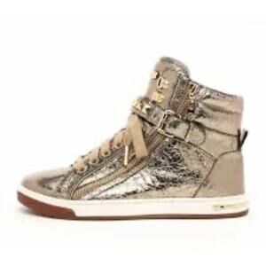 Michael Kors Glam Studded Distressed Metallic High Top Sneakers Womens Size 9M
